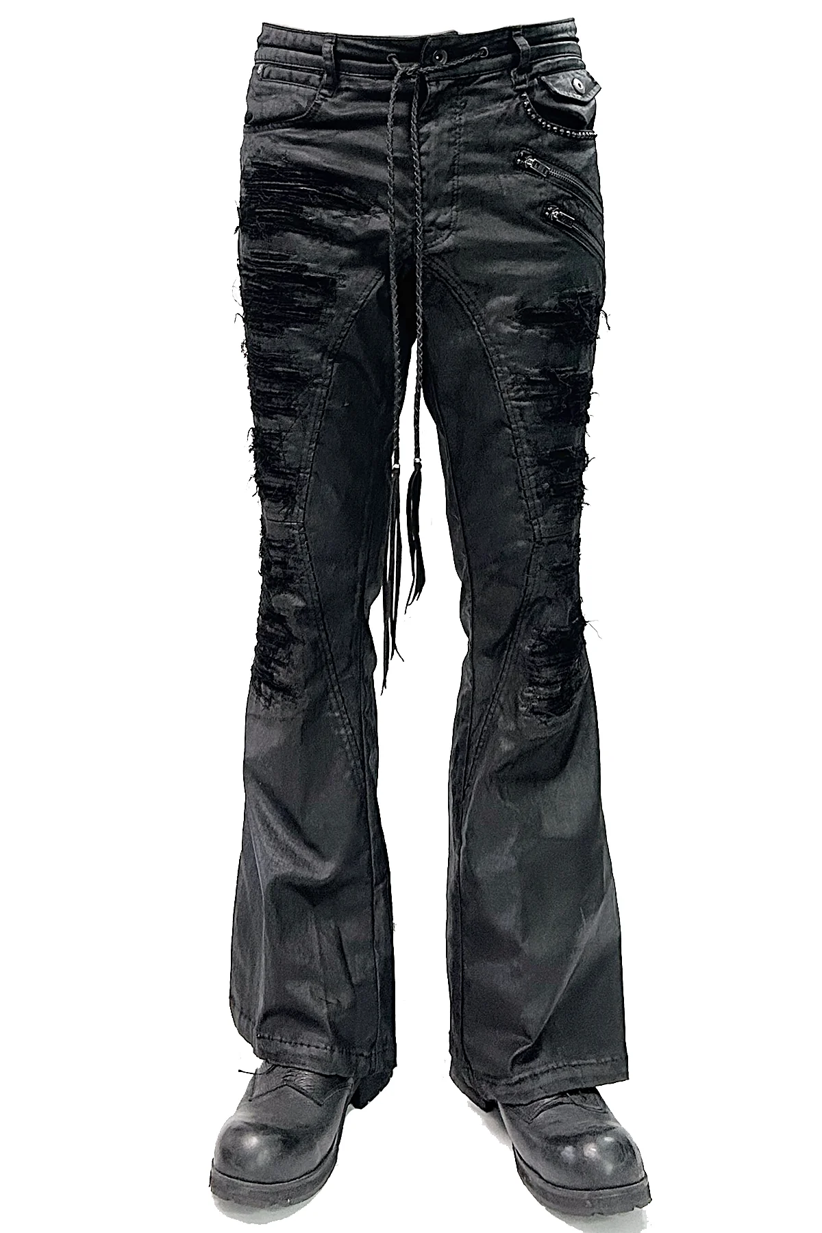 2502-PT18 Coating Double Zip Stretch Flare Pants - Image 21