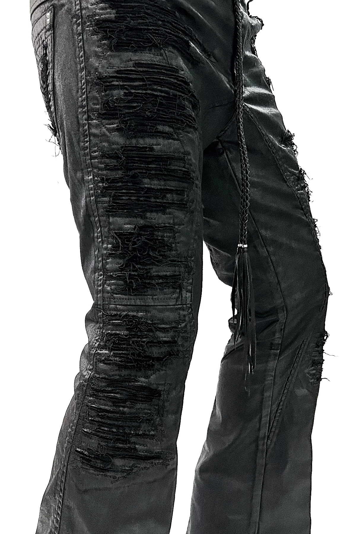 2502-PT18 Coating Double Zip Stretch Flare Pants - Image 23