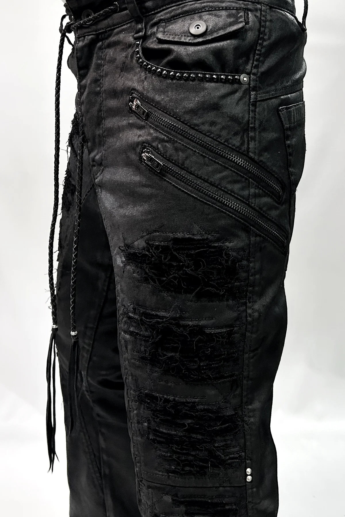 2502-PT18 Coating Double Zip Stretch Flare Pants - Image 24