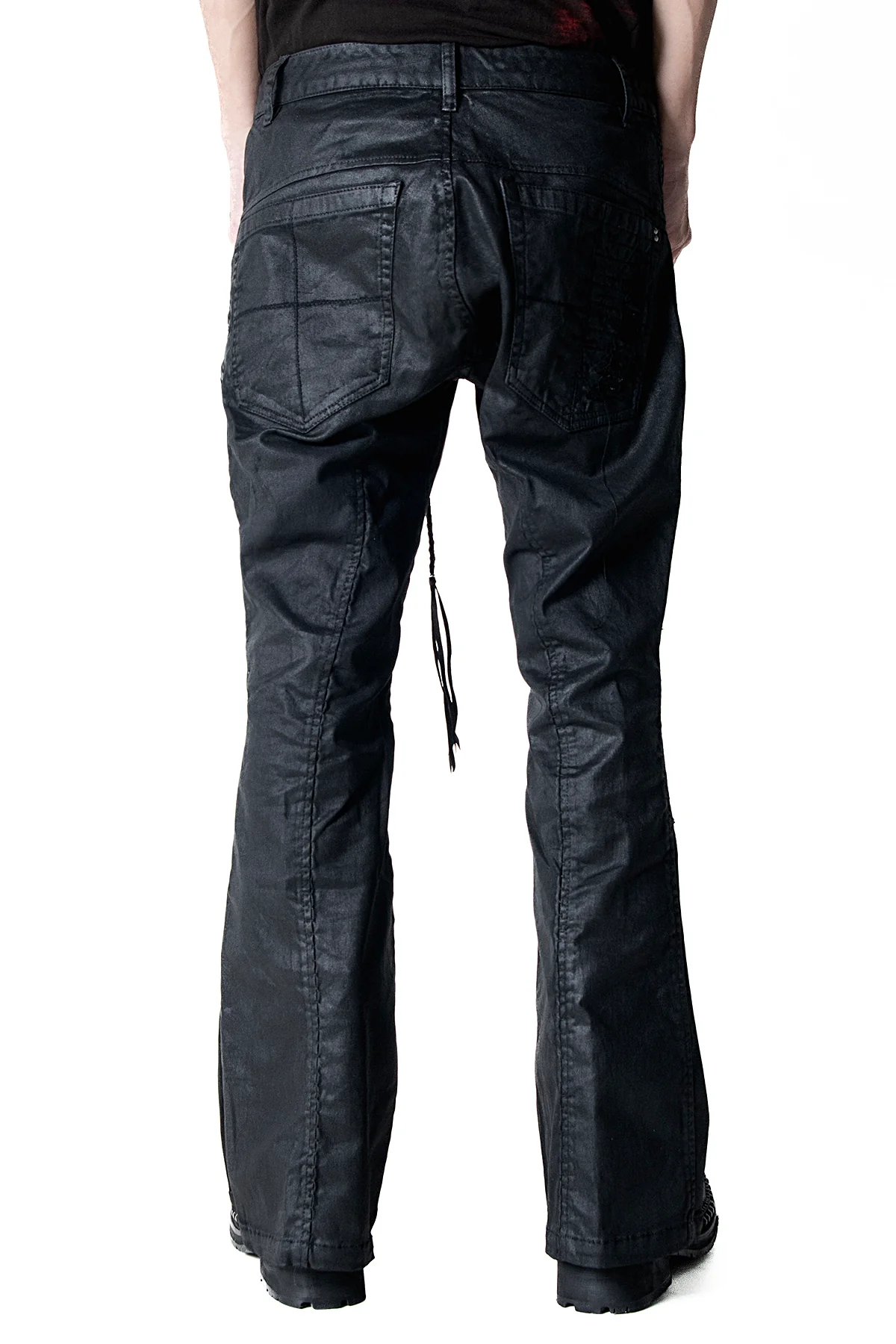 2502-PT18 Coating Double Zip Stretch Flare Pants - Image 8