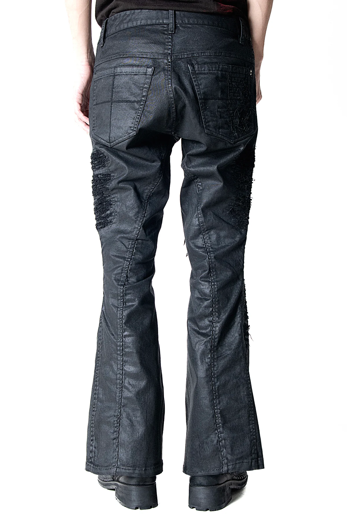 2502-PT19 Coating Crush Stretch Twill Flare Pants / STD_Black - Image 10