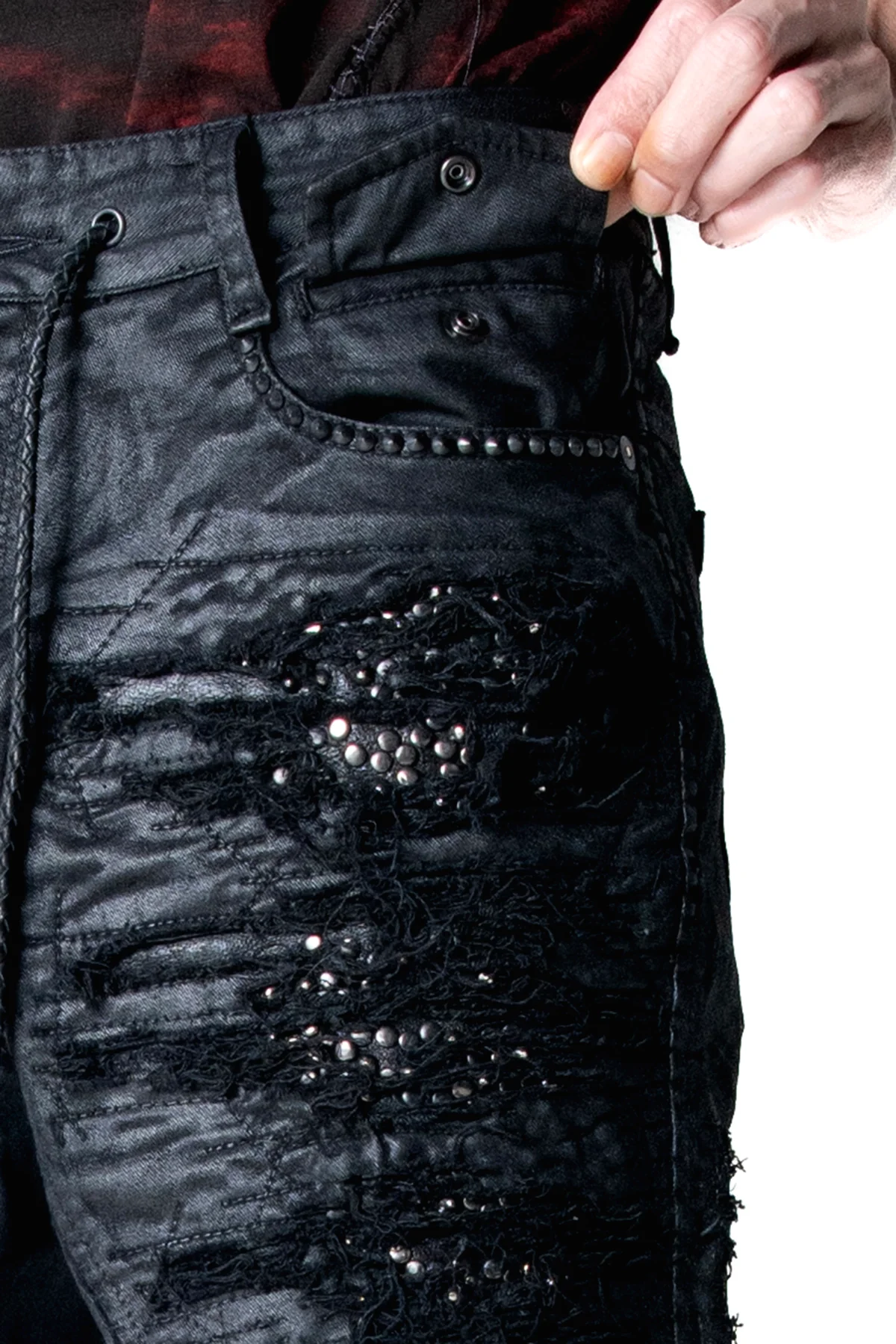 2502-PT19 Coating Crush Stretch Twill Flare Pants / STD_Black - Image 15