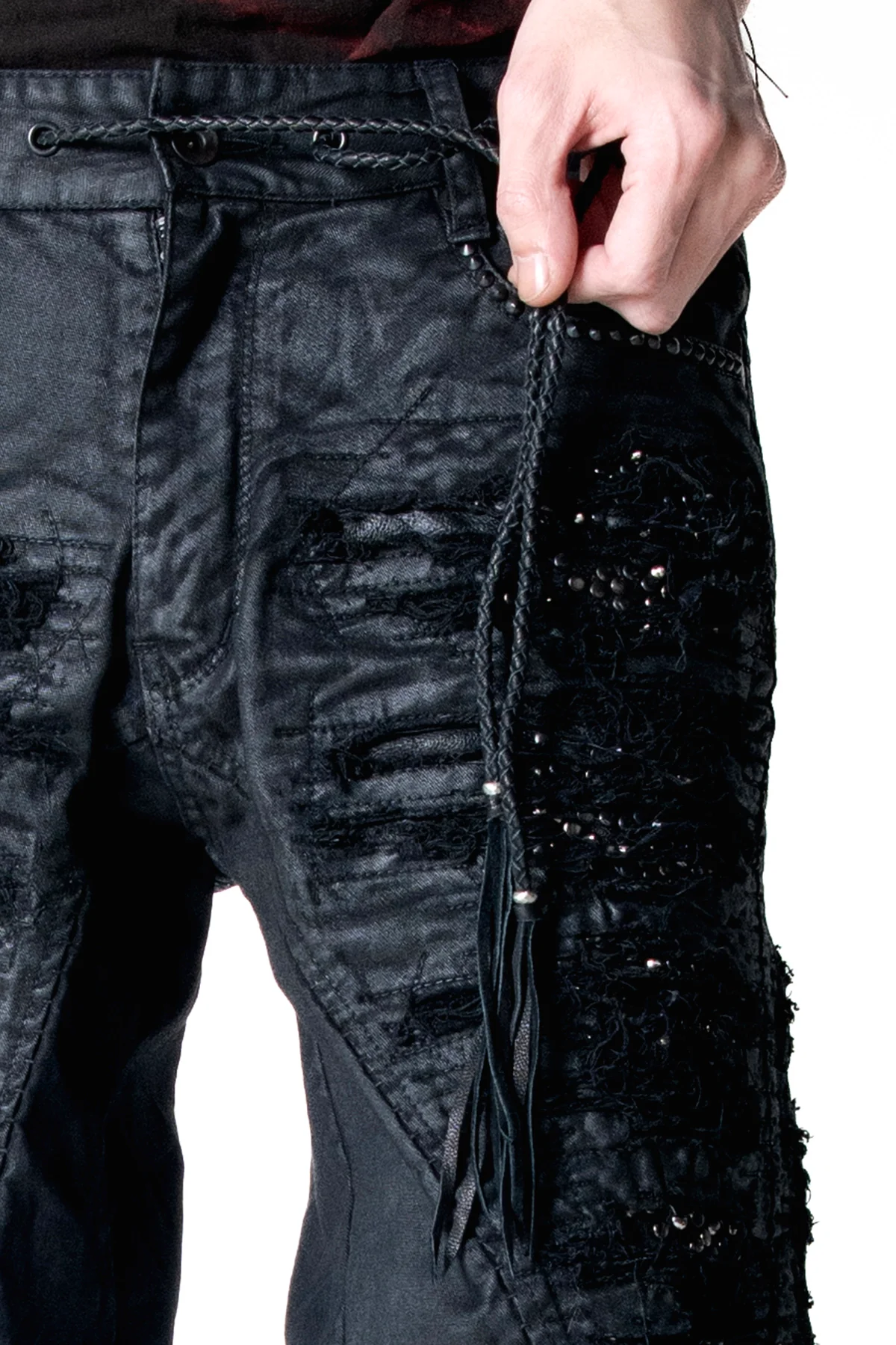 2502-PT19 Coating Crush Stretch Twill Flare Pants / STD_Black - Image 16