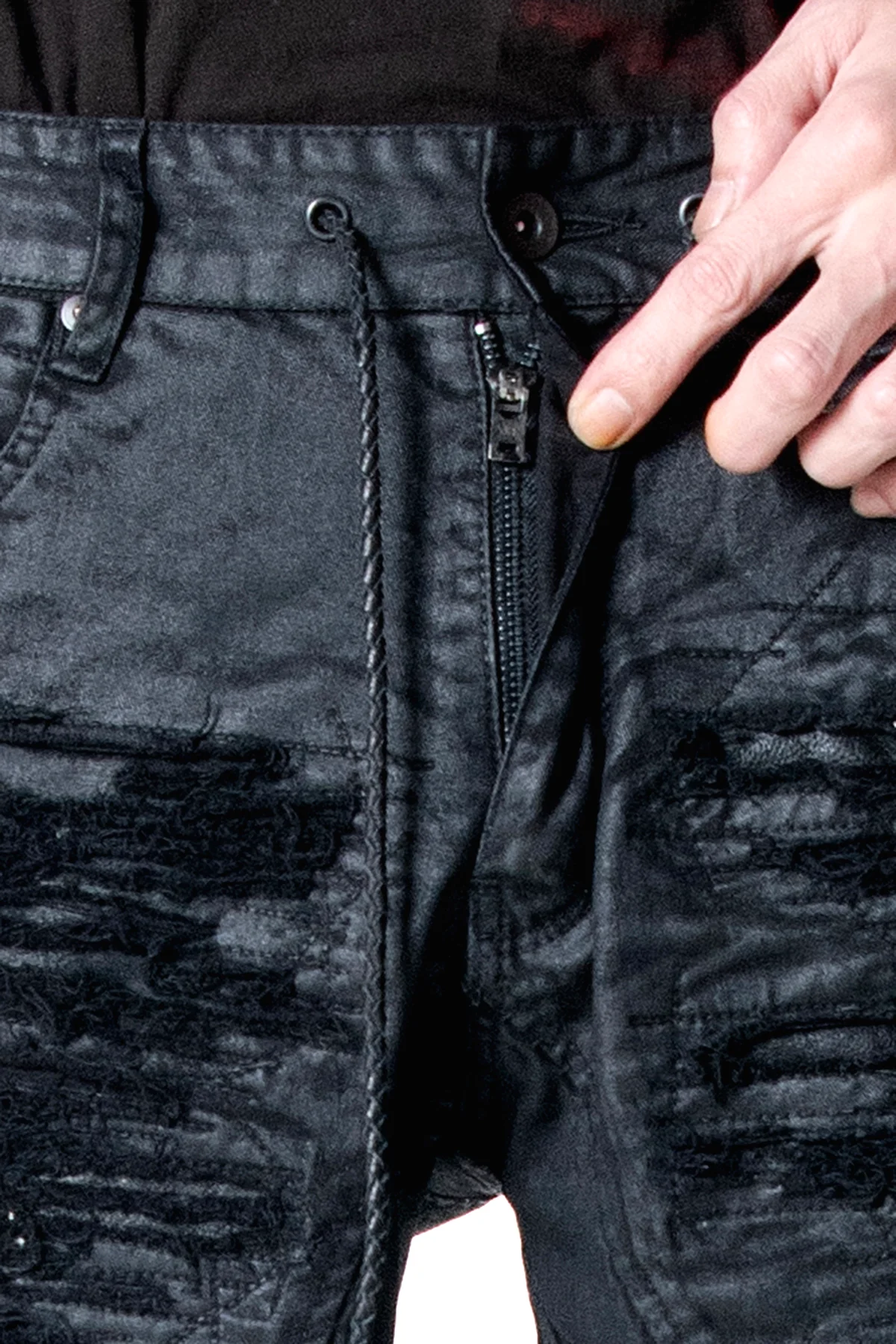 2502-PT19 Coating Crush Stretch Twill Flare Pants / STD_Black - Image 17