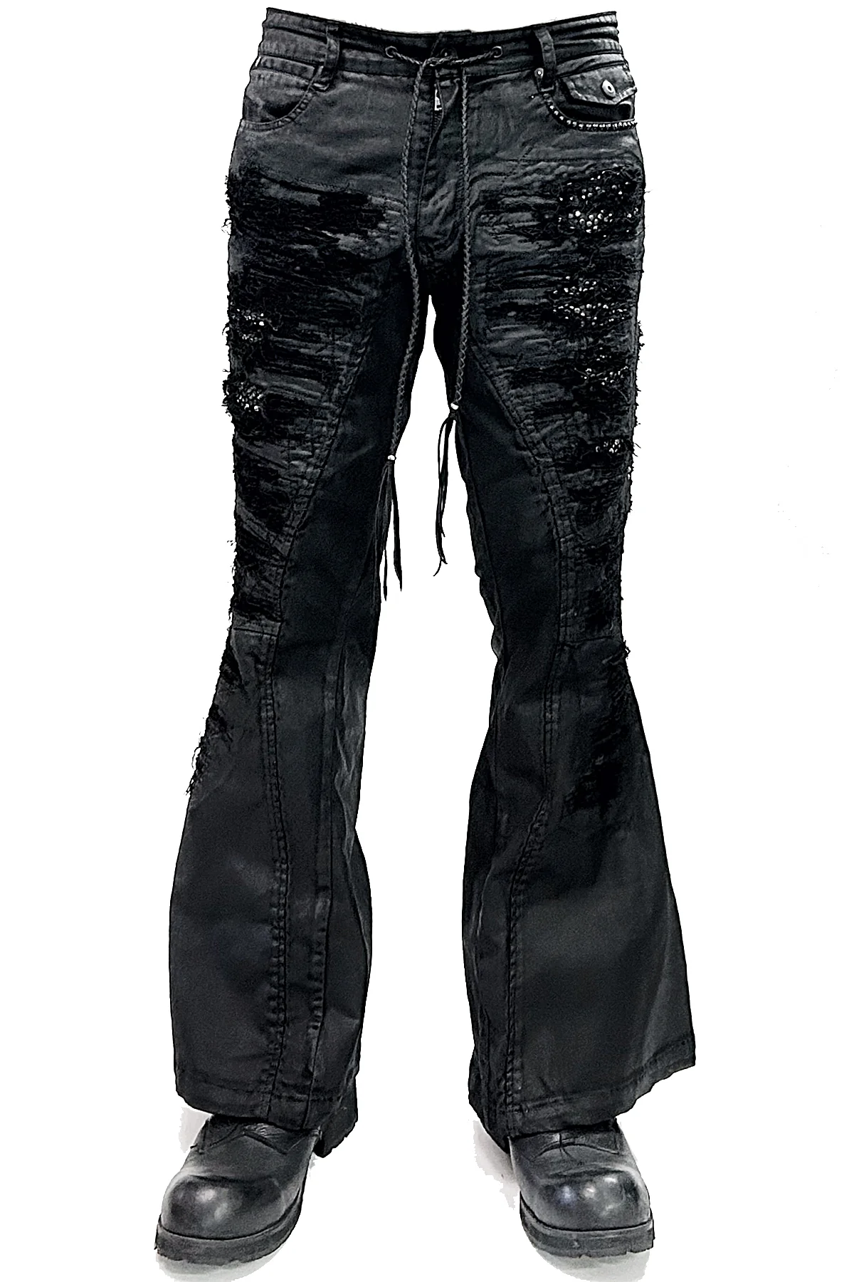 2502-PT19 Coating Crush Stretch Twill Flare Pants / STD_Black - Image 21