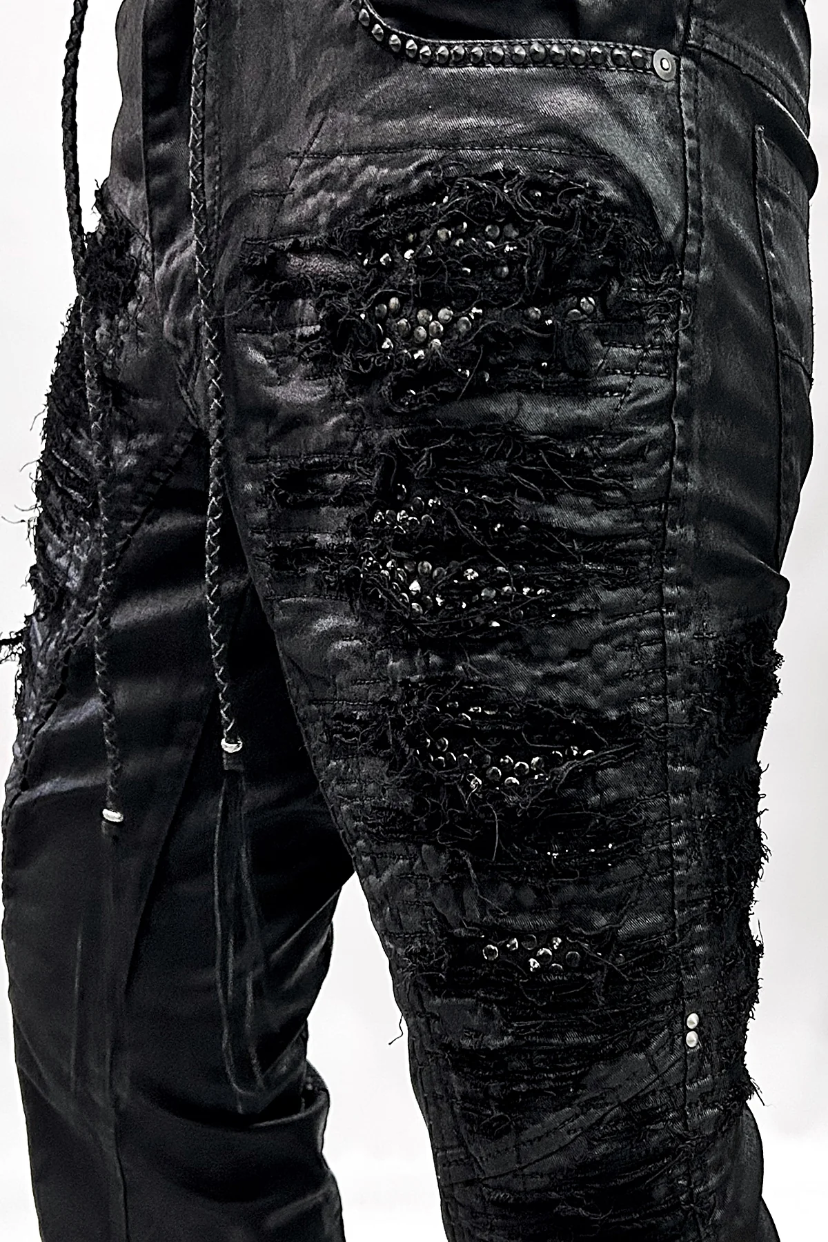2502-PT19 Coating Crush Stretch Twill Flare Pants / STD_Black - Image 23