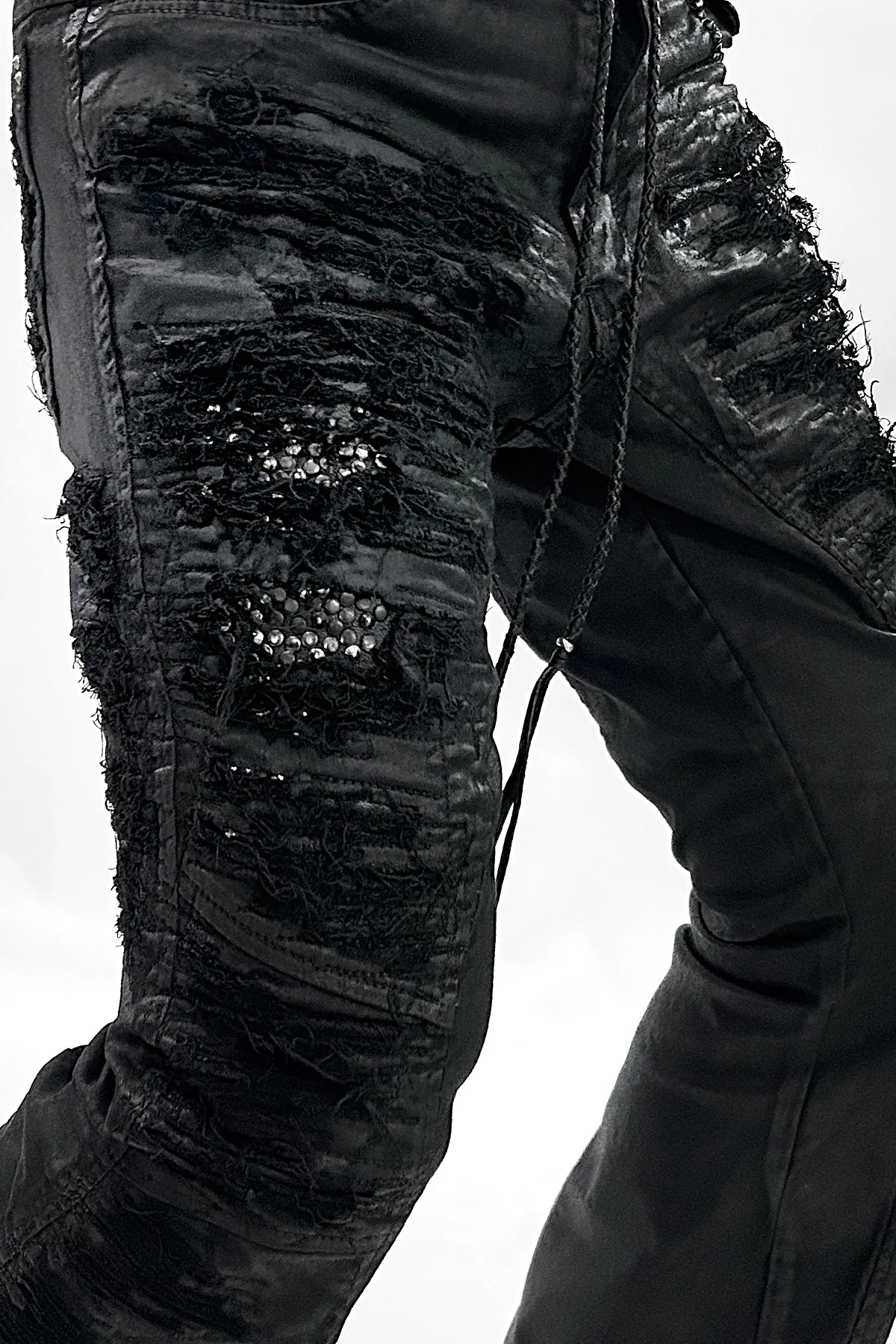 2502-PT19 Coating Crush Stretch Twill Flare Pants / STD_Black - Image 24