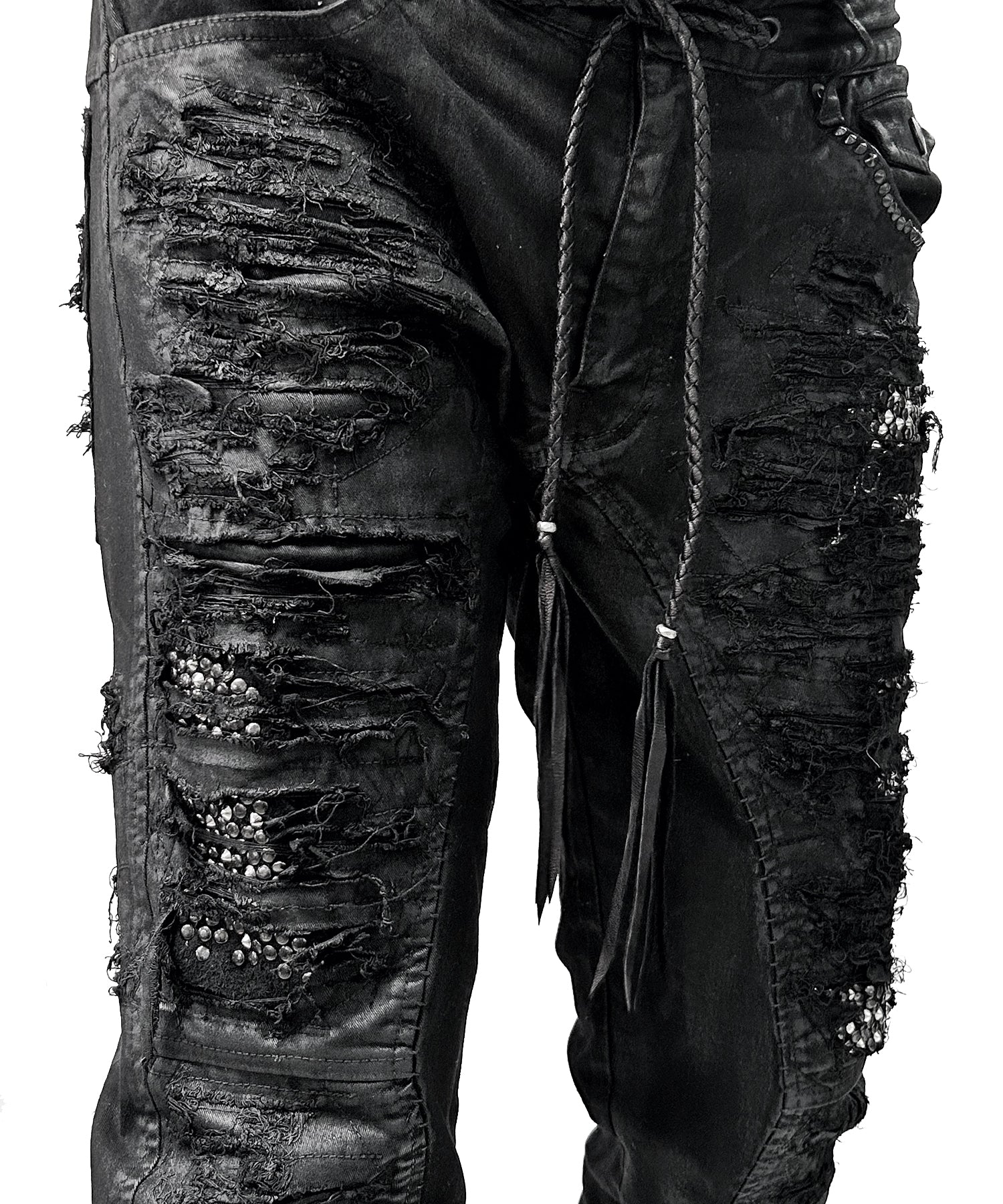 2502-PT07 Coating Crush Stretch Twill Pants / STD_Black - Image 5