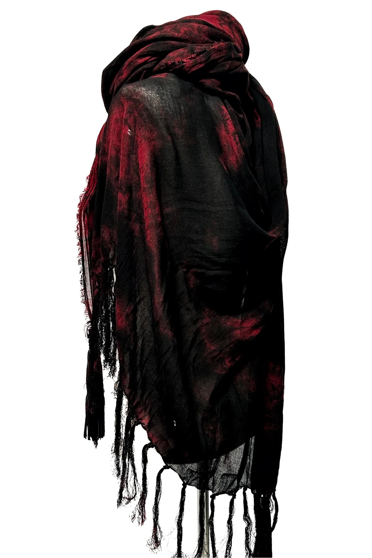 2502-ST01 Tie Dye Long Stole 05_Black/Red - Image 2