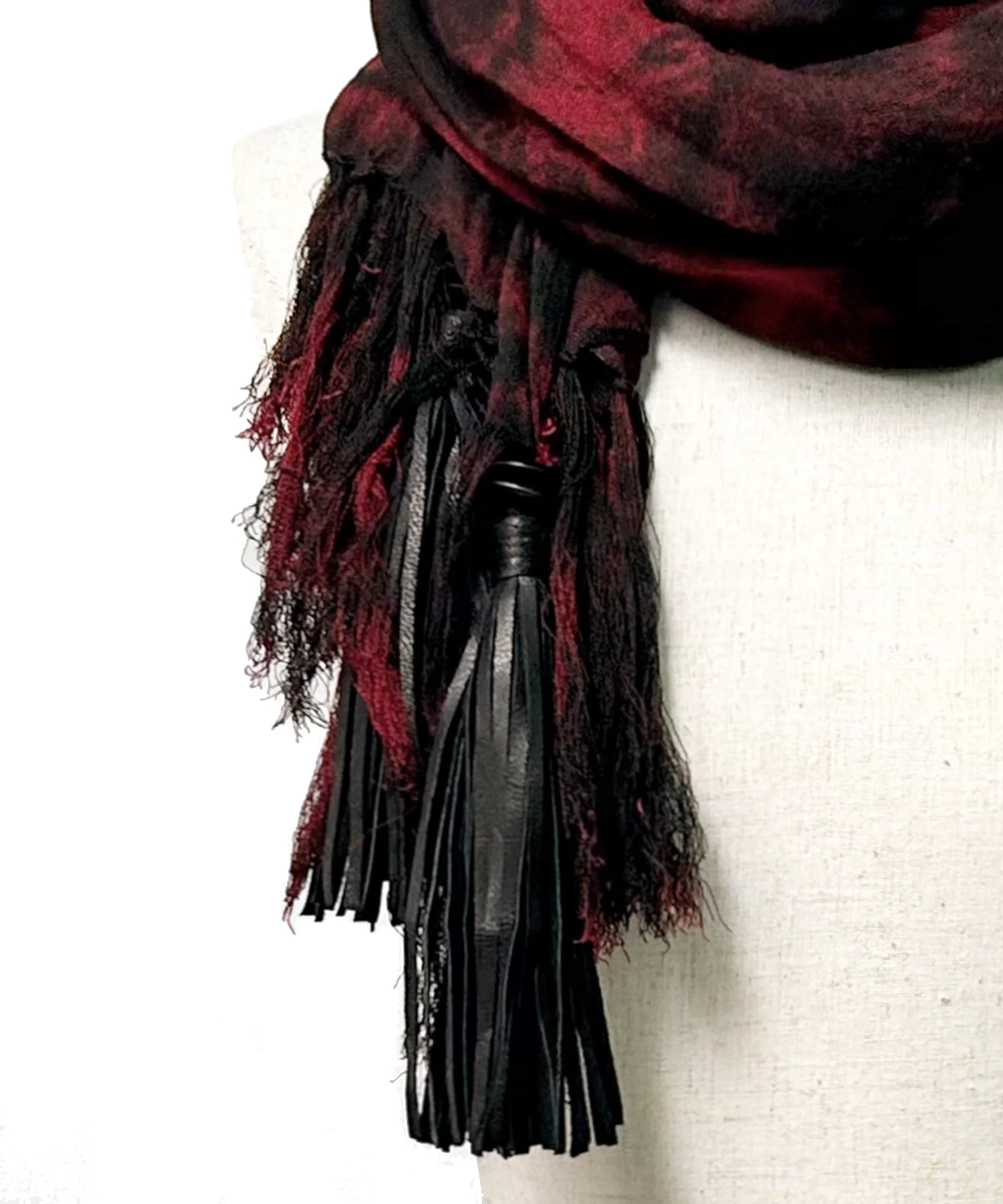 2502-ST01 Tie Dye Long Stole 05_Black/Red - Image 3