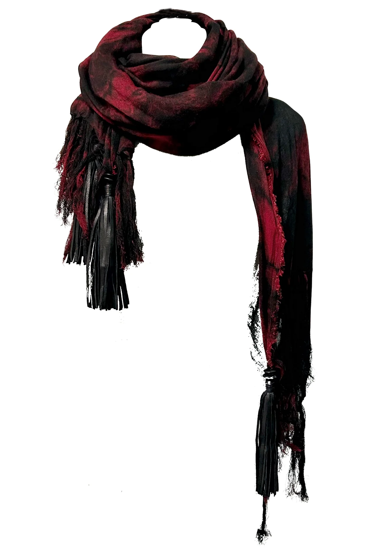 2502-ST01 Tie Dye Long Stole 05_Black/Red - Image 5
