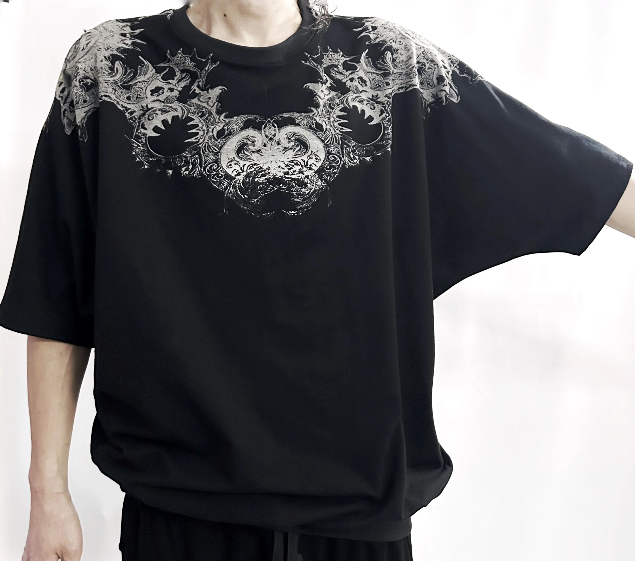 2502-TP12 Magnolia Feather Dolman Top_Black - Image 2