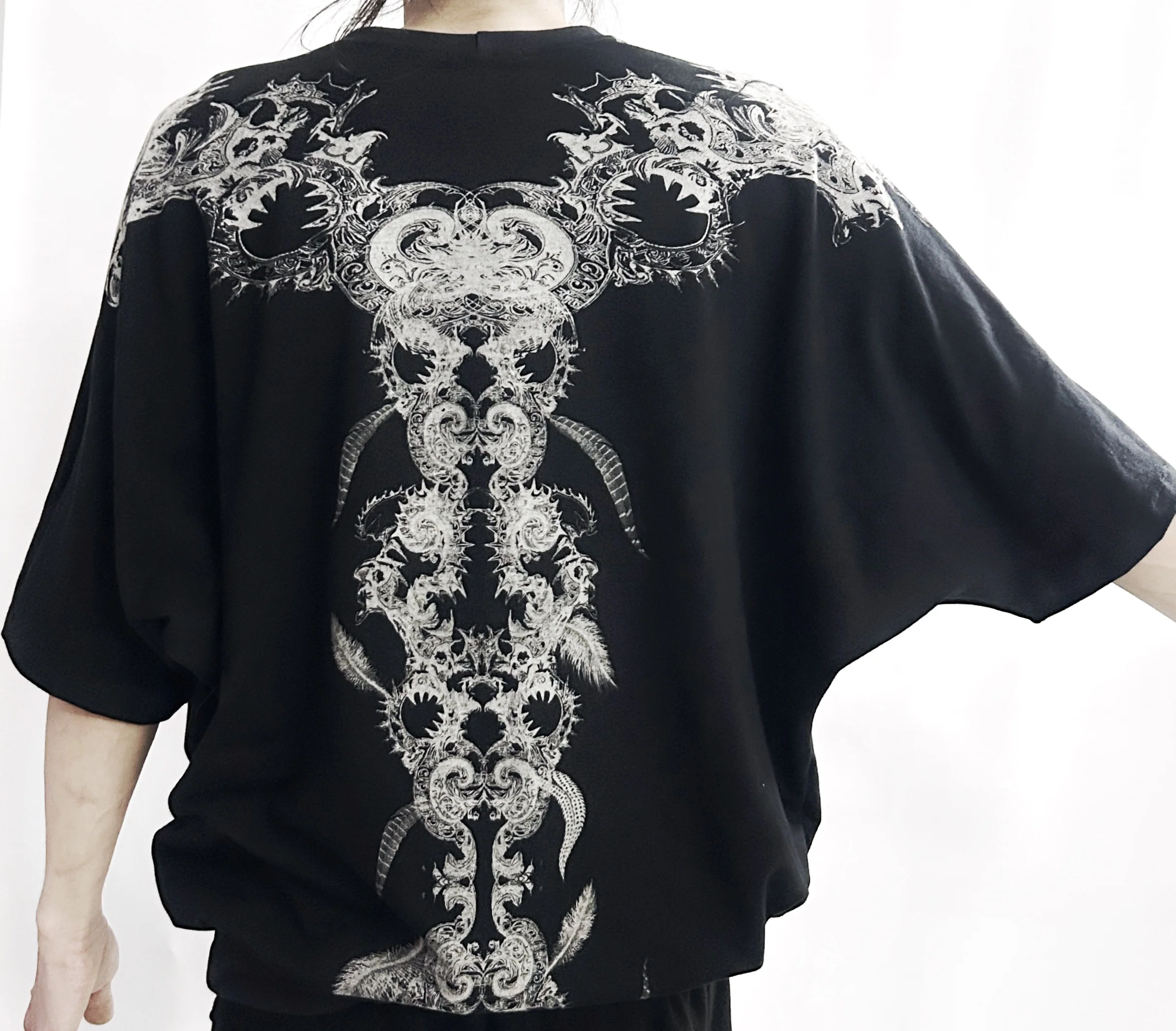 2502-TP12 Magnolia Feather Dolman Top_Black - Image 3